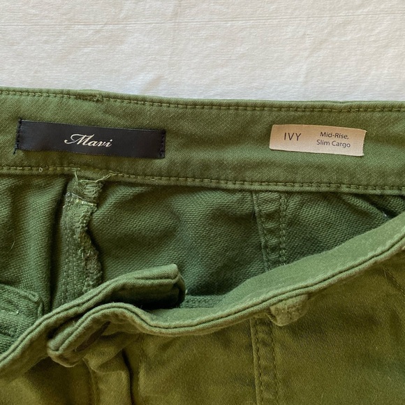 Mavi Ivy Mid Rise Slim Cargo Pants in Green Women's 30 - Picture 2 of 10